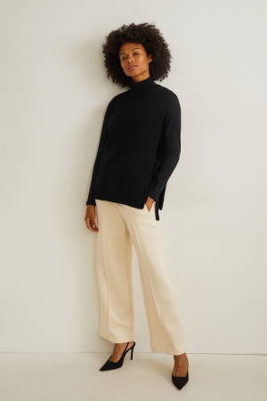 C&A Cashmere Blend Poncho Hoodie Dam Svarta | ZHFIE-5097