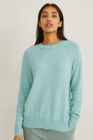 C&A Cashmere Jumpers Dam Mintgröna Gröna | OEUSF-8534