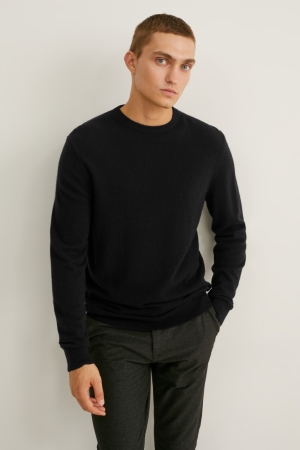 C&A Cashmere Jumpers Herr Svarta | YHKDQ-8012