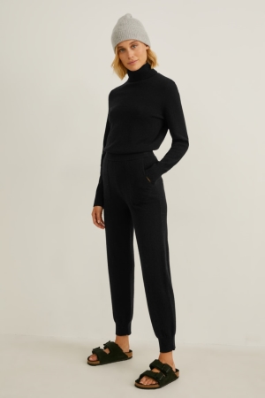 C&A Cashmere Långbyxor Dam Svarta | JSKPY-6473