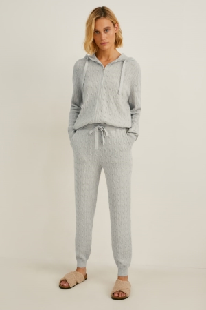 C&A Cashmere Långbyxor Dam Vita | QIBOD-1906