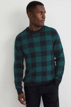 C&A Check Jumpers Herr Mörkgröna | GXWUI-1068