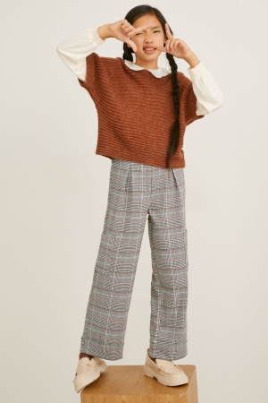 C&A Check Långbyxor Tjej Beige | REOVQ-2567