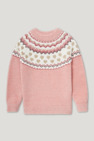 C&A Chenille Recycled Shiny Jumpers Tjej Rosa | YSHDF-5304