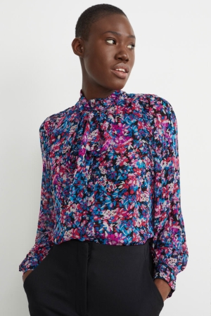 C&A Chiffon Floral Blusar Dam Multicolour Printed | KLMJO-5840