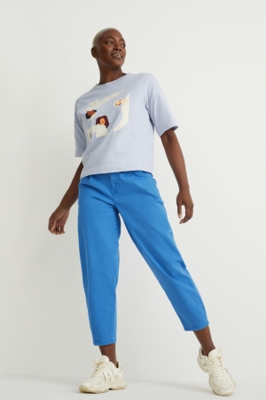 C&A Chinos Mid-rise Midja Tapered Fit Långbyxor Dam Blå | CJGVI-5319