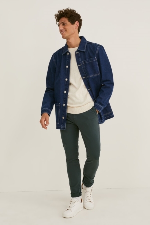 C&A Chinos Slim Fit Flex Lycra® Långbyxor Herr Mörkgröna | SGBRI-8613
