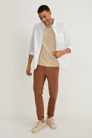 C&A Chinos Slim Fit Lycra® Långbyxor Herr Bruna | QSOGY-5762