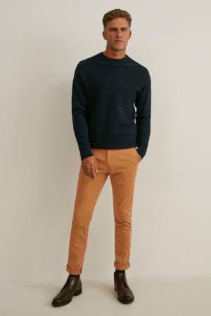 C&A Chinos Slim Fit Pima Bomull Flex Lycra® Långbyxor Herr Havanna | ZIPKA-3726
