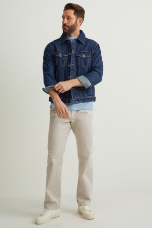 C&A Chinos With Belt Regular Fit Långbyxor Herr Grå Bruna | QTOSP-9367