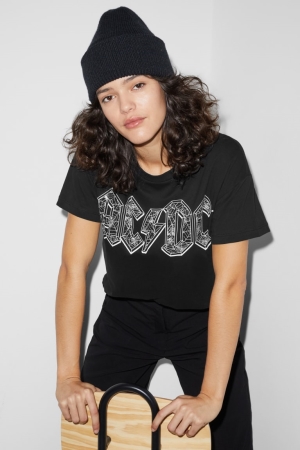 C&A ClockhouseAc/Dc T-shirt Dam Svarta | VSAFD-1578