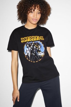 C&A ClockhouseScorpions T-shirt Dam Svarta | PTJRV-5283
