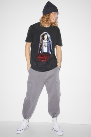 C&A ClockhouseStranger Things T-shirt Herr Mörkgrå | MSLXT-8495