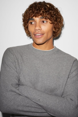 C&A Clockhouse 2-in-1 Look Jumpers Herr Grå | OKLEP-0287