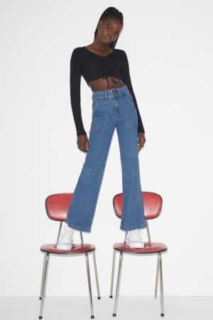 C&A Clockhouse Breda Leg High Midja Jeans Dam Blå | AFMNS-0276