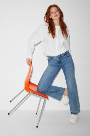 C&A Clockhouse Breda Leg High Midja Recycled Jeans Dam Blå | KCSLY-8790