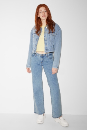 C&A Clockhouse Breda Leg High Midja Recycled Jeans Dam Blå Ljusblå | NVKBZ-6724