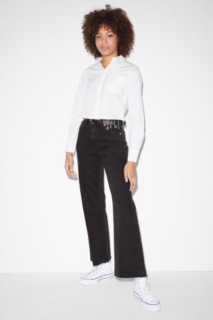 C&A Clockhouse Breda Leg High Midja Recycled Jeans Dam Svarta | RBGHC-5708