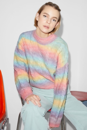C&A Clockhouse Cable Knit Pattern Jumpers Dam Multicoloured | QKUZN-2017