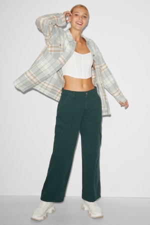 C&A Clockhouse Cargo Low Midja Hetero Fit Långbyxor Dam Mörkgröna | BNTHZ-0469