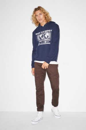 C&A Clockhouse Cargo Slim Fit Långbyxor Herr Mörkbruna | HYSPI-8741