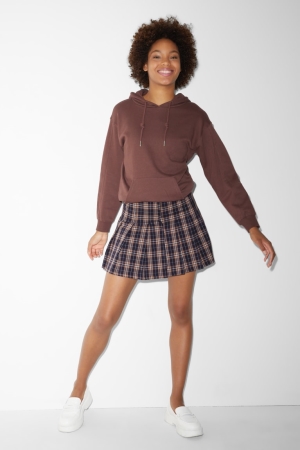 C&A Clockhouse Check Kjolar Dam Beige Blå | UBHVN-6783