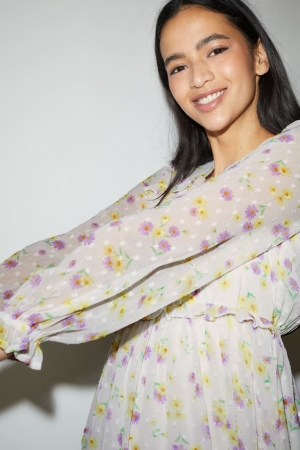 C&A Clockhouse Chiffon With Recycled Polyester Klänning Dam Vita | KNIDW-8671