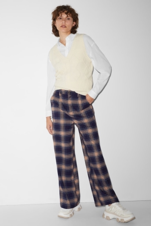 C&A Clockhouse Cloth High Midja Breda Leg Recycled Långbyxor Dam Blå | EMXVS-3415