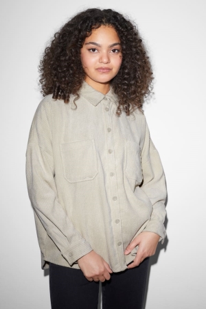 C&A Clockhouse Corduroy Blusar Dam Ljusbeige | TSZHA-0974