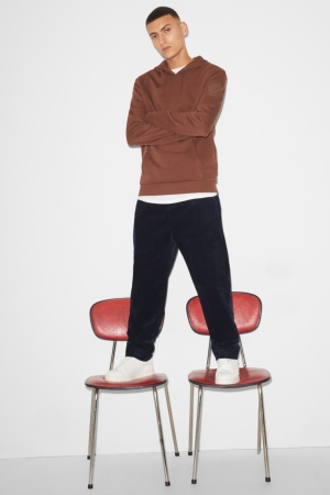 C&A Clockhouse Corduroy Chinos Regular Fit Långbyxor Herr Mörkblå | JLTQD-9283