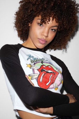 C&A Clockhouse Cropped Long Sleeve Rolling Stones Blast Dam Vita | SOKPG-5018