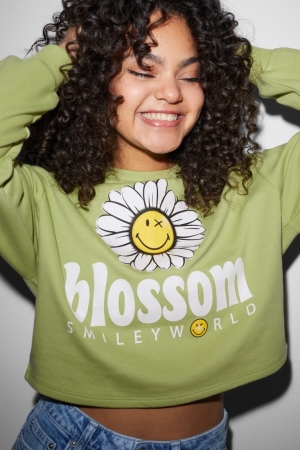 C&A Clockhouse Cropped Smileyworld® Tröjor Dam Ljusgröna | OAWIT-2968
