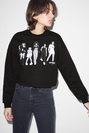 C&A Clockhouse Cropped Spice Girls Tröjor Dam Svarta | DAMZH-5478