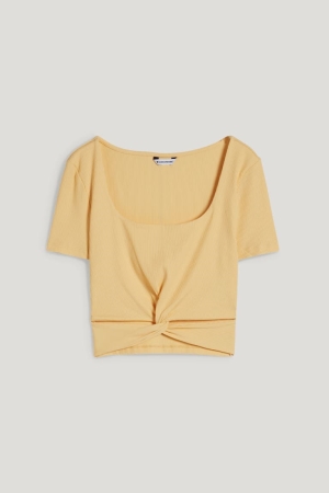C&A Clockhouse Cropped T-shirt Dam Gula | SLJUY-6914