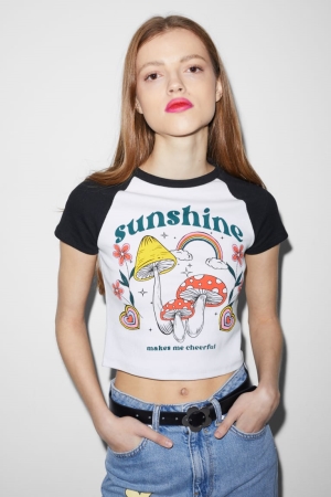 C&A Clockhouse Cropped T-shirt Dam Vita | WGLOZ-7245