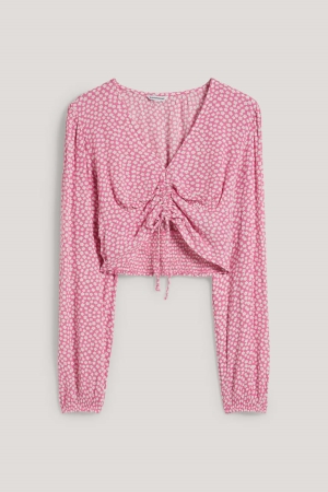 C&A Clockhouse Cropped With Livaeco™ Fibres Floral Blusar Dam Vita Rosa | GZWJH-1869