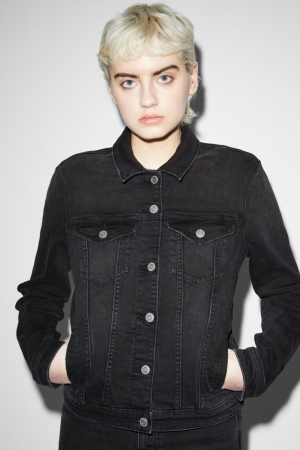 C&A Clockhouse Denim Jacka Dam Svarta | FRAXC-4867
