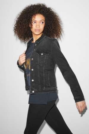 C&A Clockhouse Denim Jacka Dam Svarta | XOLZJ-9368