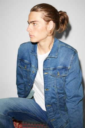 C&A Clockhouse Denim Jacka Herr Blå Ljusblå | ILRCZ-2460