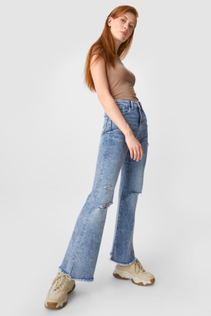 C&A Clockhouse Flared High Midja Jeans Dam Blå Ljusblå | EQRKV-0625