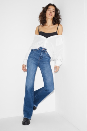 C&A Clockhouse Flared High Midja Jeans Dam Blå | PDEFK-0371