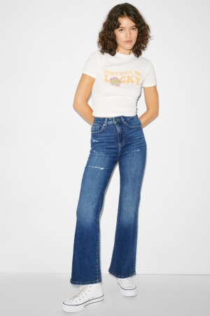 C&A Clockhouse Flared High Midja Jeans Dam Blå | THMCK-9673