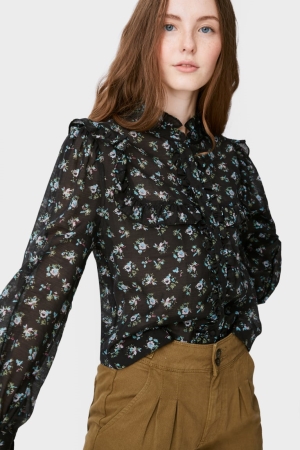 C&A Clockhouse Floral Blusar Dam Svarta | YVWSZ-5920