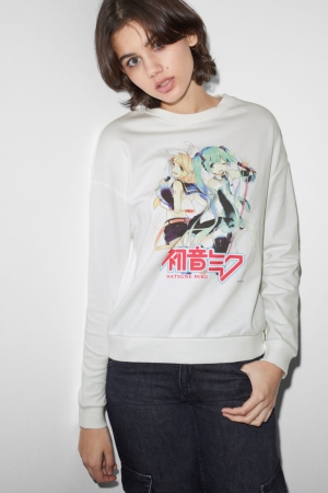 C&A Clockhouse Hatsune Miku Tröjor Dam Vita | KVGRS-3142