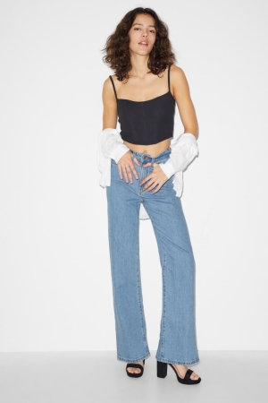 C&A Clockhouse Hetero High Midja Jeans Dam Blå Ljusblå | AQIEY-2365
