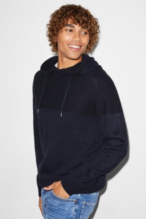 C&A Clockhouse Hooded Jumpers Herr Mörkblå | TEKQD-2539