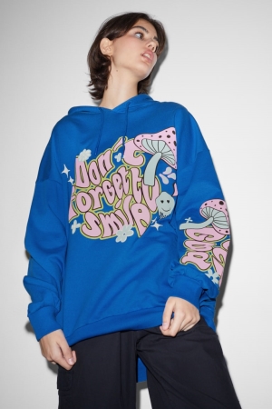 C&A Clockhouse Hoodie Dam Blå | ESCMJ-8613
