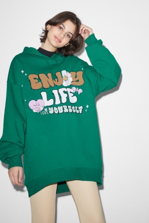 C&A Clockhouse Hoodie Dam Gröna | ALCJS-0546