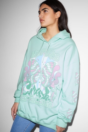 C&A Clockhouse Hoodie Dam Mintgröna Gröna | UWBEA-9357