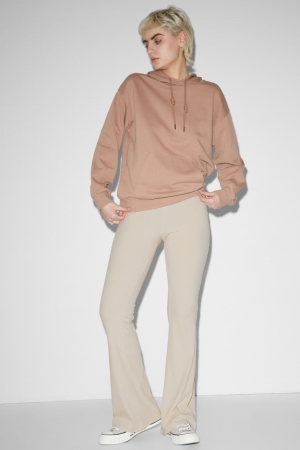 C&A Clockhouse Jersey Bekvämlighet Fit Långbyxor Dam Ljusbeige | NTERY-9257